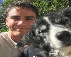 The actor had a cute dog named Larkin who died in September 2019.
